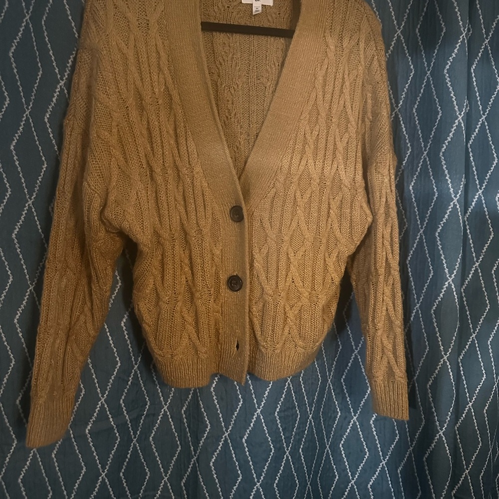 BP Tan Cable Knit Cardigan Sweater